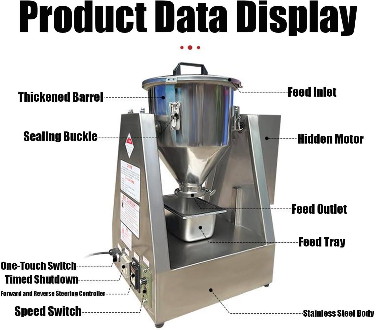 Electric 304 Stainless Steel Powder Blender,Dry Powder Granule Mixer,Laboratory Mixing Equipment,Small Dry Powder Mixing Machine, for 5/10/20/40L Materials 40L