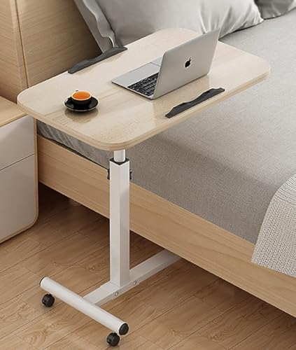 Tiltable Tabletop Bedside Workstation Laptop Desk,Overbed Table with Wheels - Foldable Adjustable Height Rolling Laptop Desk for Office, Hospital, Home - Mobile Bedside Table for Easy Use