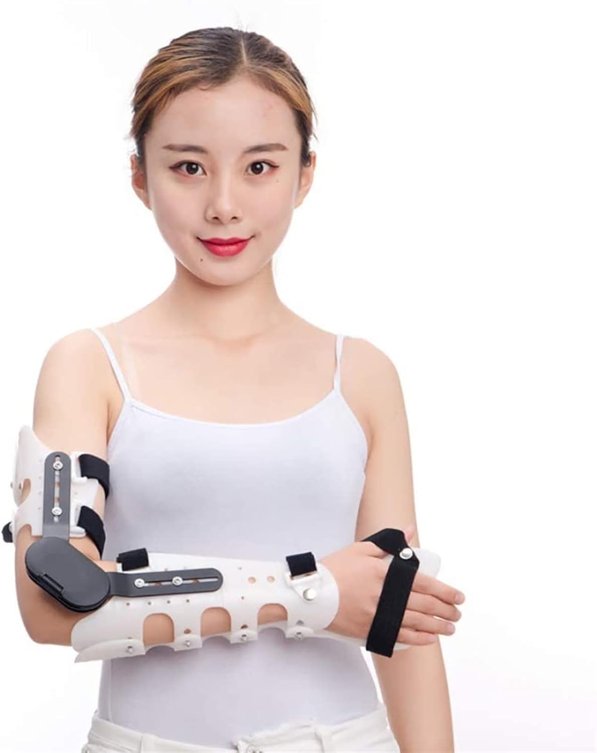 HingedElbow Palm Brace, for Arm Orthosis Injury Recovery Support After Surgery Adjustable Post OP Elbow Brace