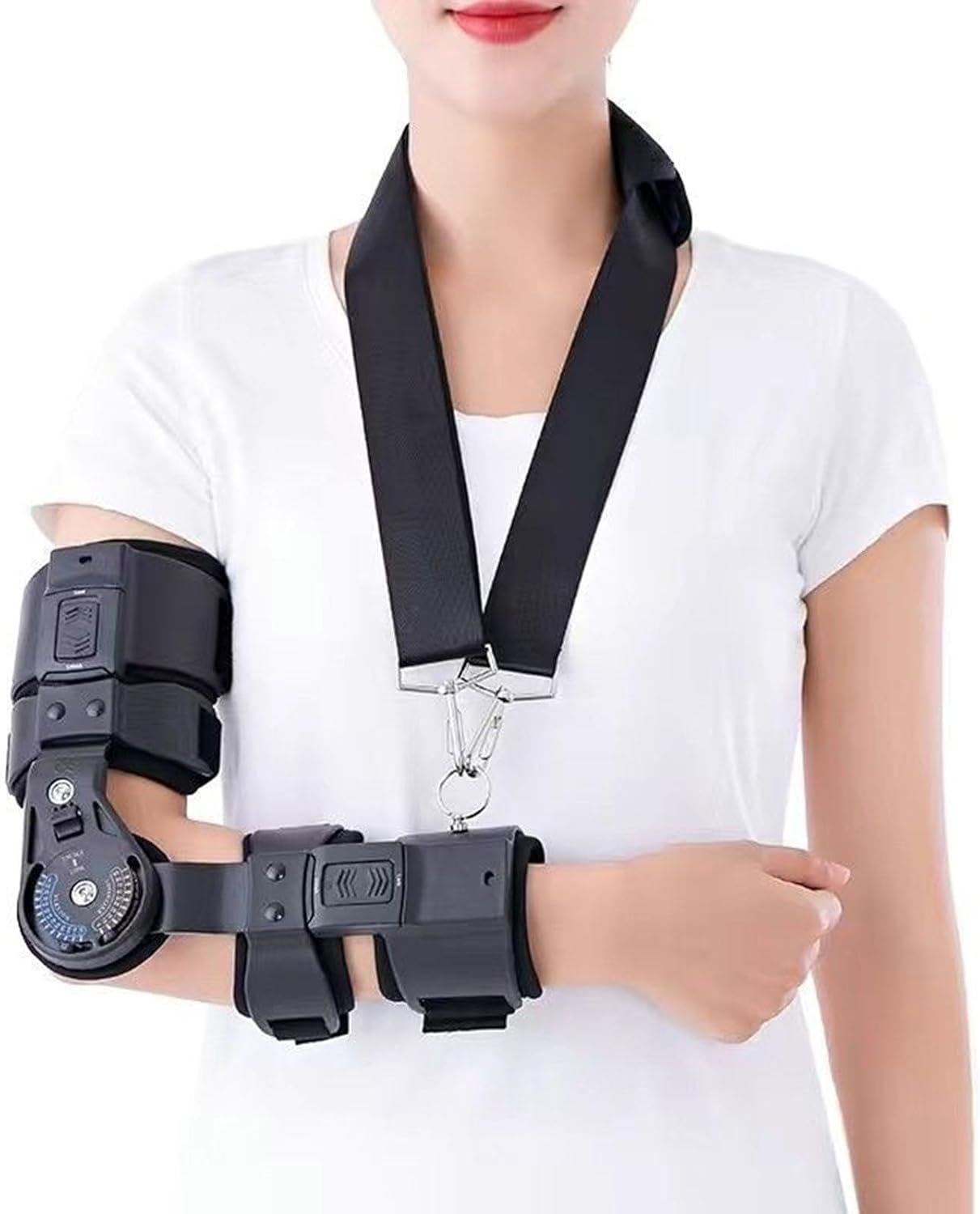 Range of Motion Post Operative Elbow Brace for Adult Adjustable Straps Arm Cast Elbow Stabilizer Adjustment Hinged Elbow Brace Strap Brace Rehabilitation,Left-Right