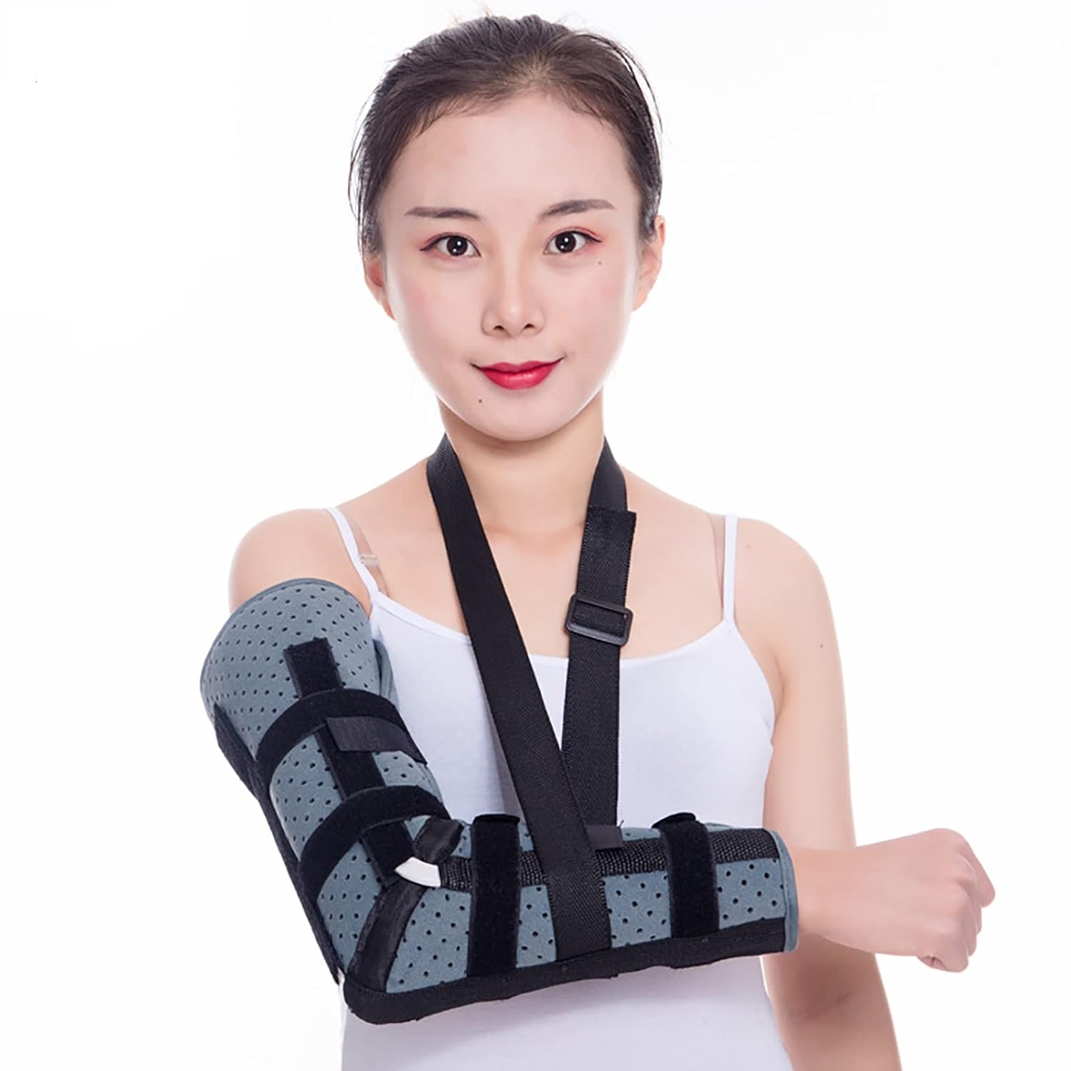 HAILM Arm Sling Breathable Arm Sling for Left And Right, Breathable Immobilizer Shoulder Arm Sling with Waist Strap, Adjustable Arm Support,M