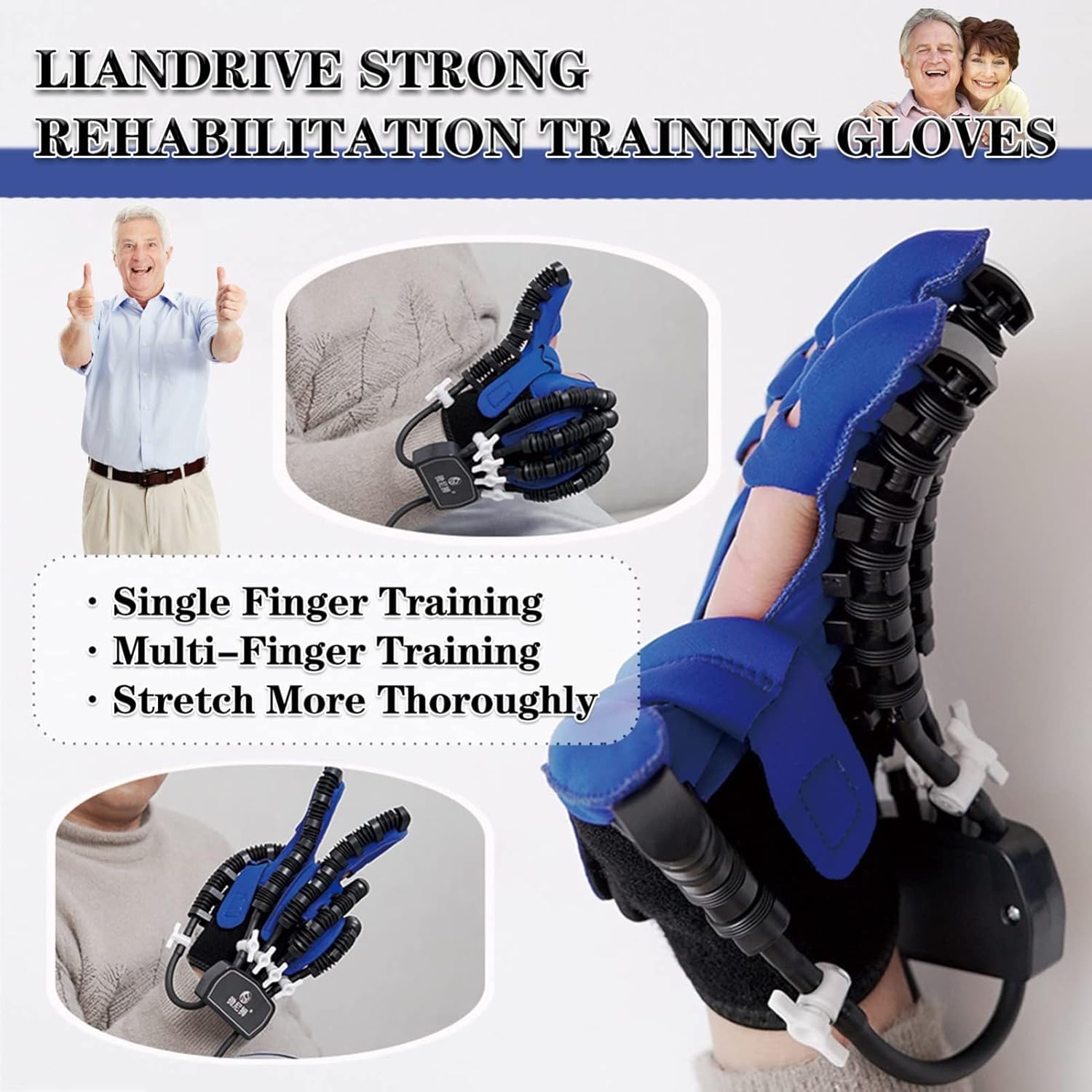 Hand Function Rehabilitation Robot Gloves Stroke Hemiplegia Finger Training Stroke Hand Splint Finger Orthosis for Long-Term Relief(Size:XL Code,Color:Left-A)
