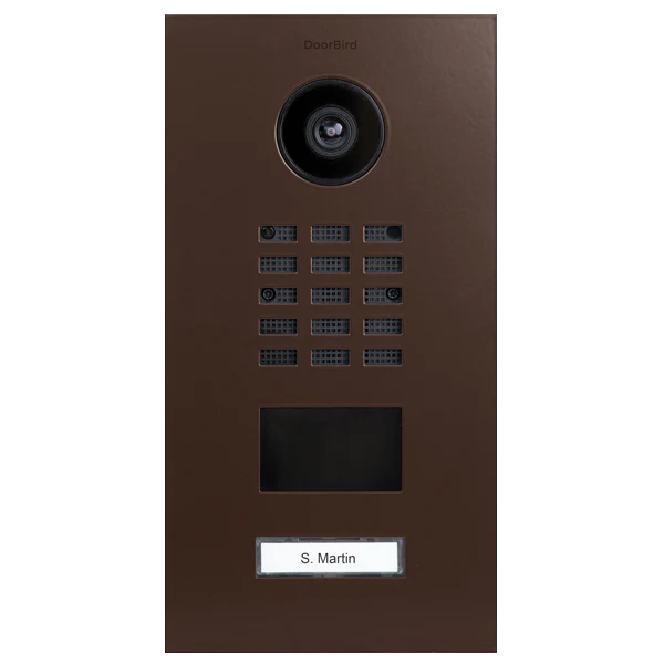 DoorBird D2101V IP Video Door Station, 1 Call Button in Nut Brown, RAL 8011