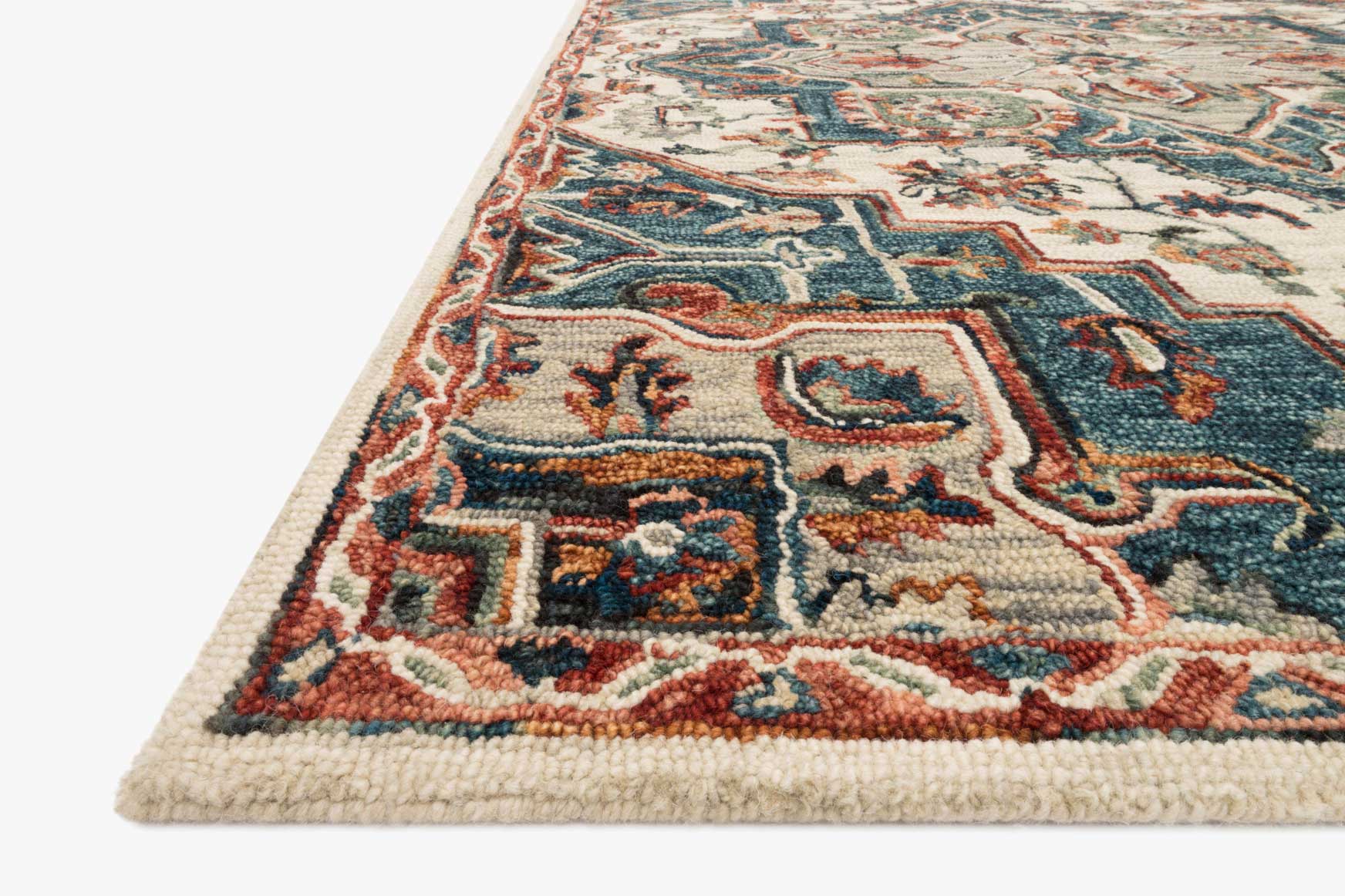 Loloi Victoria Collection - Traditional Hooked Rug in Blue & Red (VK-16)