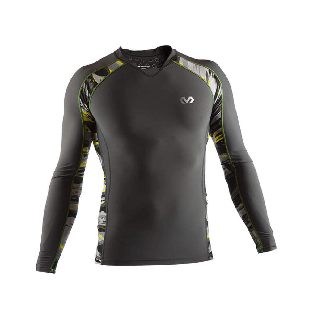 MCDAVID Men's Recovery Max Shirt (Charcoal/Hydro Camo Bright Yellow - Small)