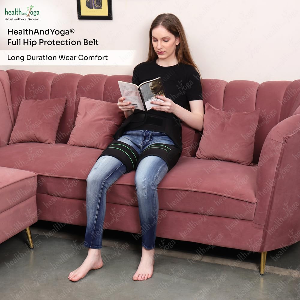 HealthAndYoga™ Extra Padded Hip Protection Belt-Pioneering Design Binder Support Brace to Reduce Falls, Hip Fracture, Injury-Rehab Aid for Post-Surgery Recovery-Free Size, Unisex (Both Sides)