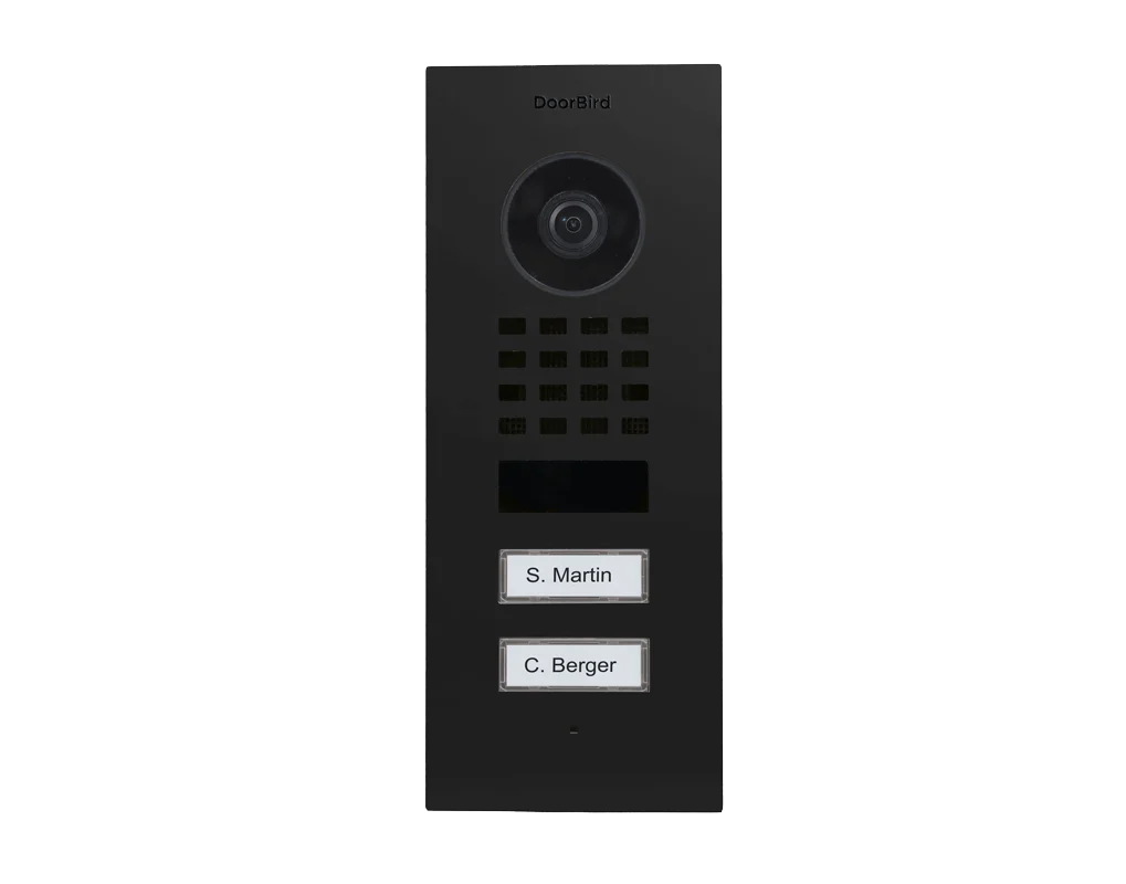 DoorBird D1102V Flush-Mount IP Video Door Station, 2 Call Button in Graphite Black