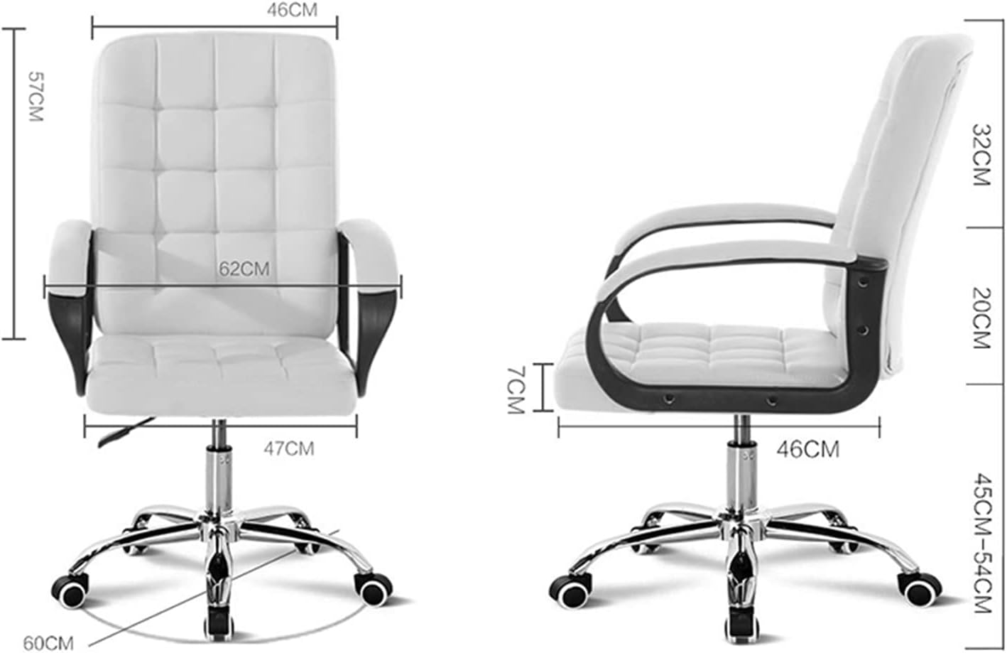 Commercial Ergonomic High-Back Faux Leather Executive Office Chair with Arms and Lumbar Support, Black(