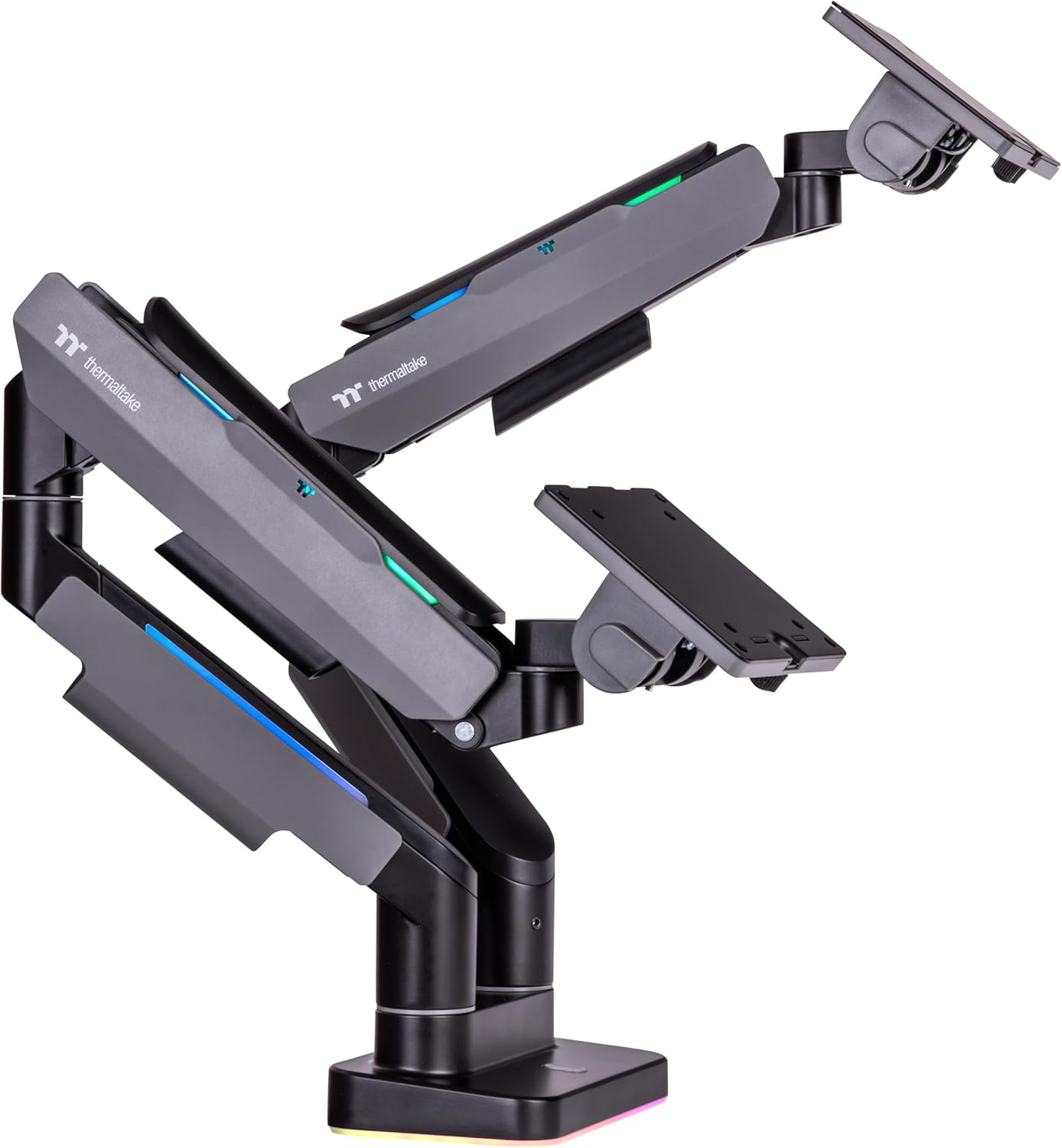 Thermaltake Dual Heavy Duty RGB Monitor Arm for up to 2 x 35 inchs and 2 x 44 lbs Screen, 100 x 100 mm VESA Compatible, Wide Rage Movements, GEA-MSR-DMSBLK-01
