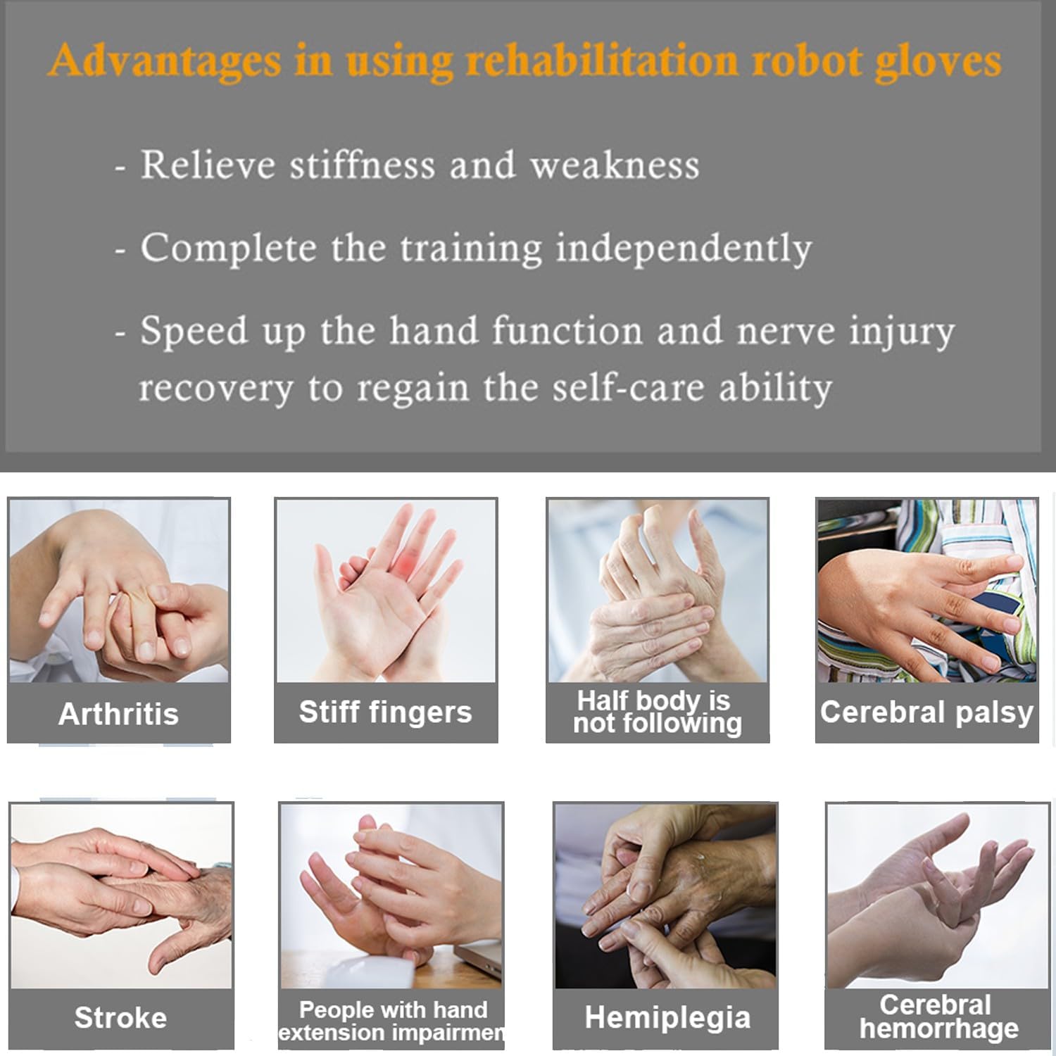 New Level Rehabilitation Therapy Exercise Both Hands Simultaneously, Stroke Rehabilitation Equipment Stroke Hand Exerciser Rehabilitation Robot Glove(Color:M)