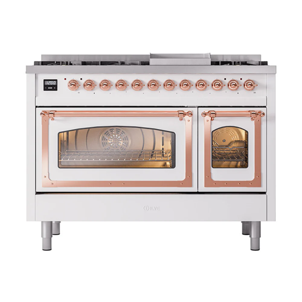 ILVE Nostalgie II Noblesse 48-Inch Dual Fuel Freestanding Range in Custom RAL with Copper Trim (UN48FNMPRAP)