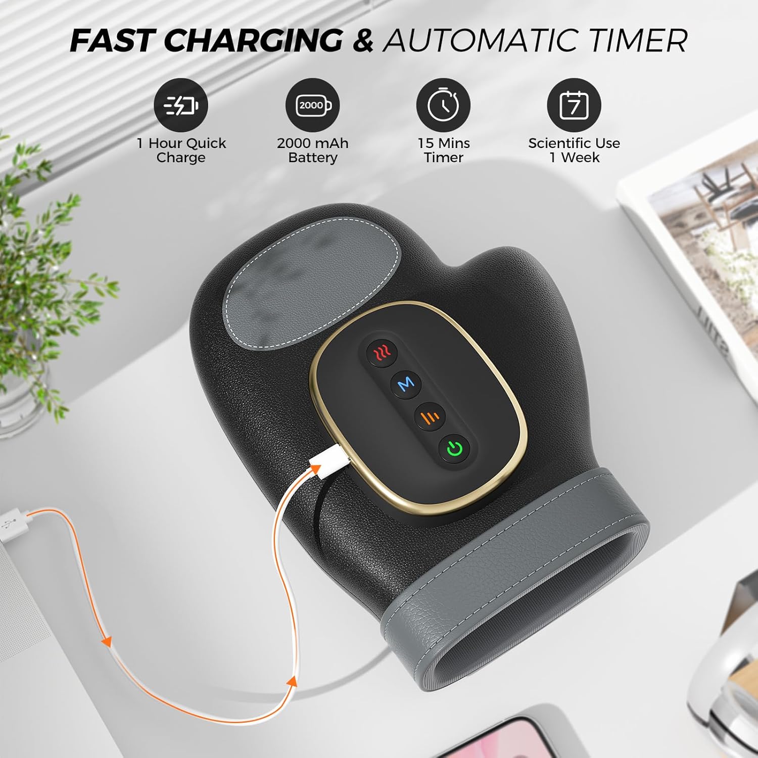 WUX Hand Massager with Heat Compression Relief, 3 Massage 4 Temperatures 5 Compression Models Therapy Glove, Arthritis & Wrist Carpal Tunnel Muscles Pressure Point Therapy, Ideal Gifts for Women/Men