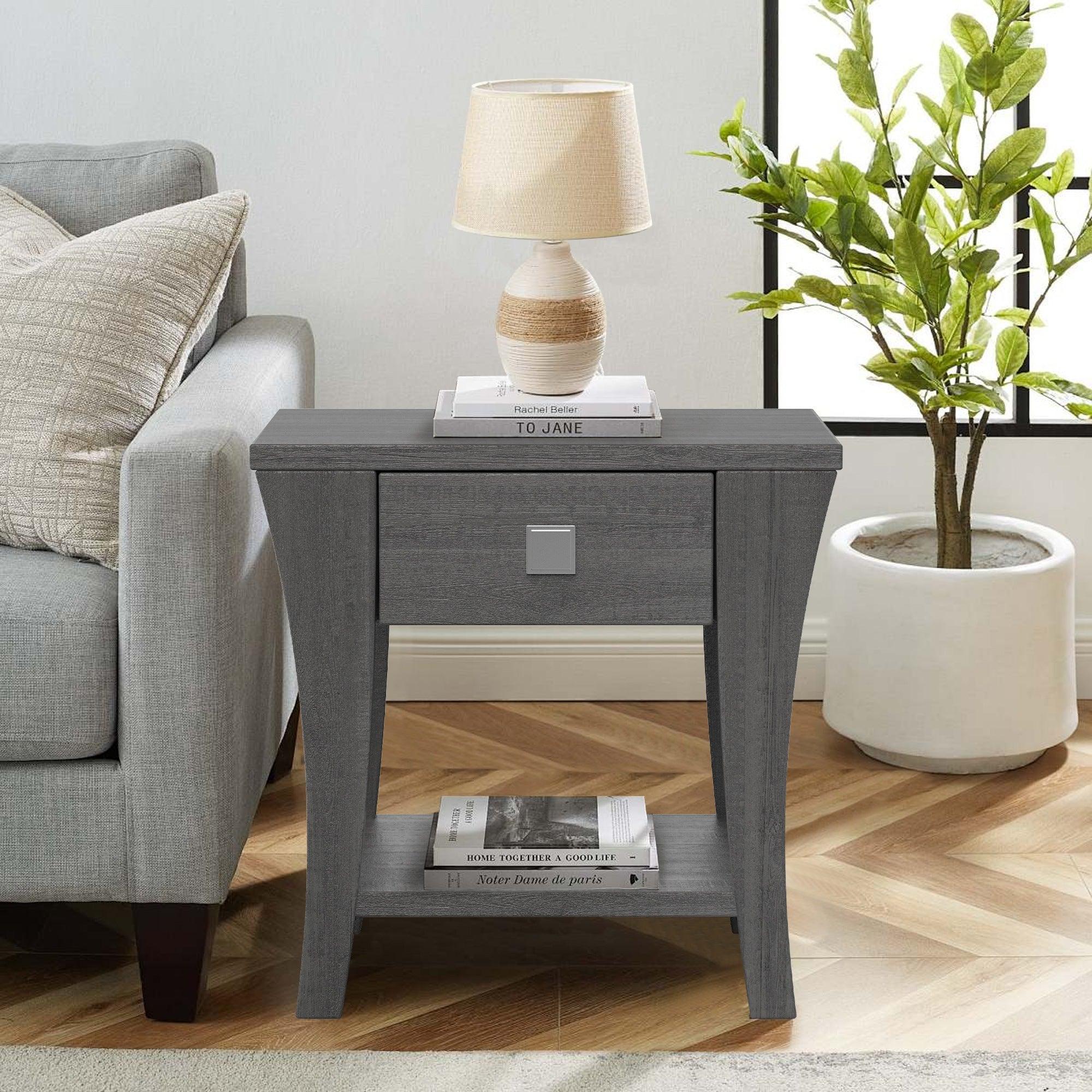 Parrot Uncle Furniture of America Amity End Table, Gray (CM4085E-PU)