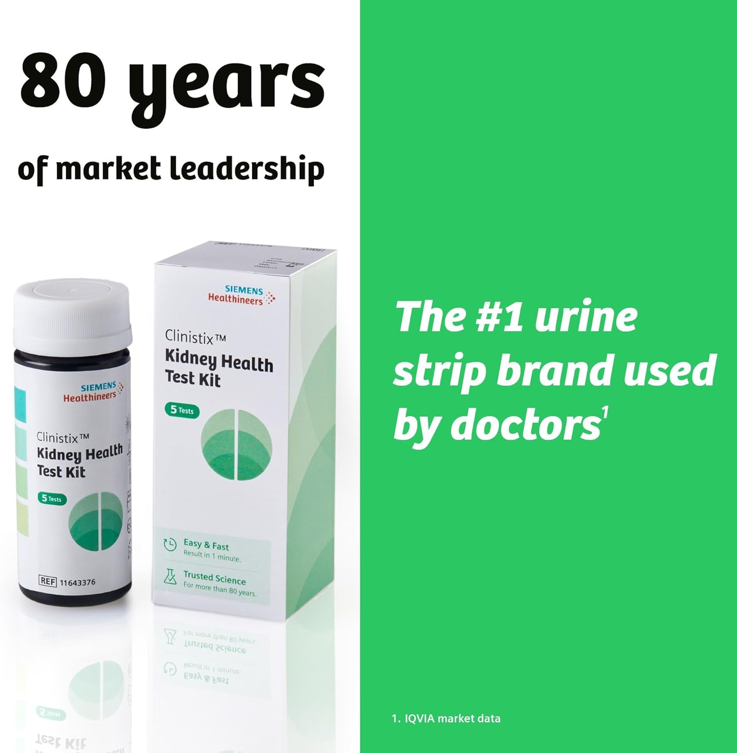 Clinistix Kidney Health Test Kit, Urine Test Strips - Easy-to-Use at-Home Dipstick Testing for Albumin and Creatinine, Fast 1-Minute Results, 5 Tests, 3 Count