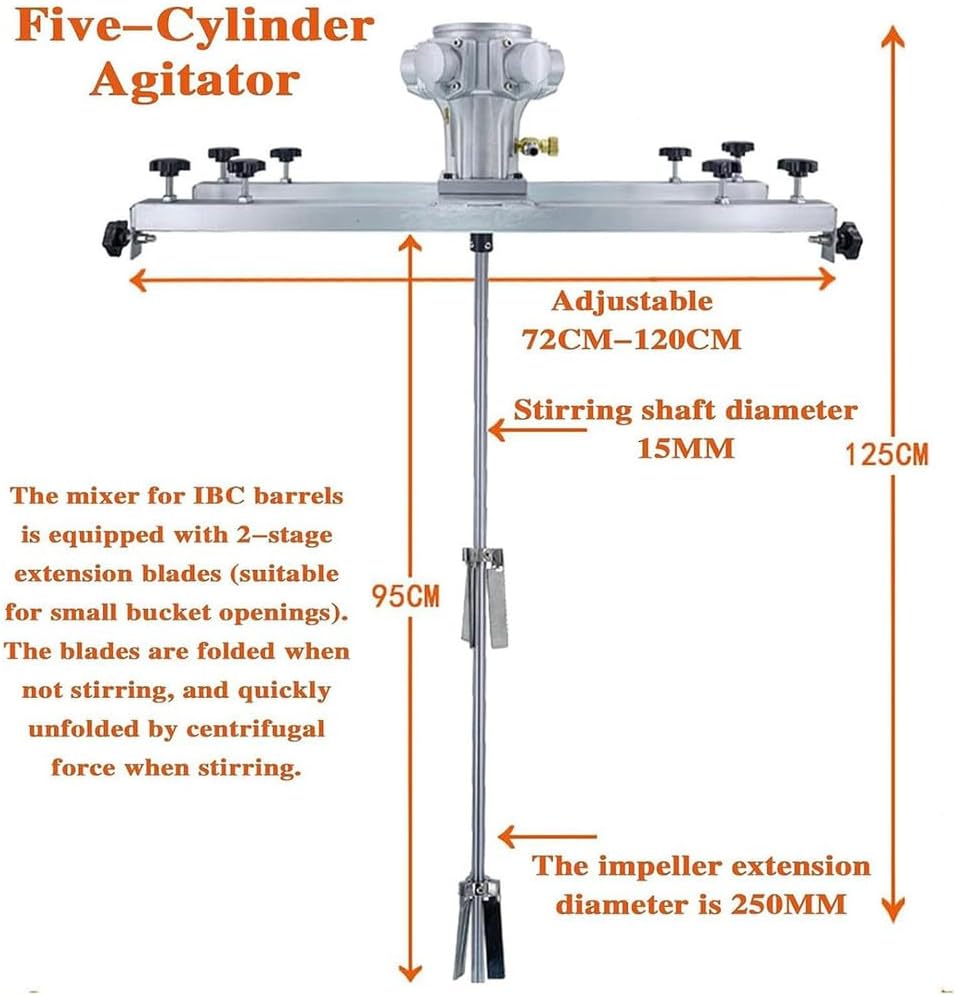 Pneumatic Bracket Mixer,1000L Tank Pneumatic Mixer,0-1800Rpm Paint Stirring Machine Air Agitator Paint Mix Tool,Maximum Torque 7.9Nm,for Viscous Liquid,Ink Dissolv