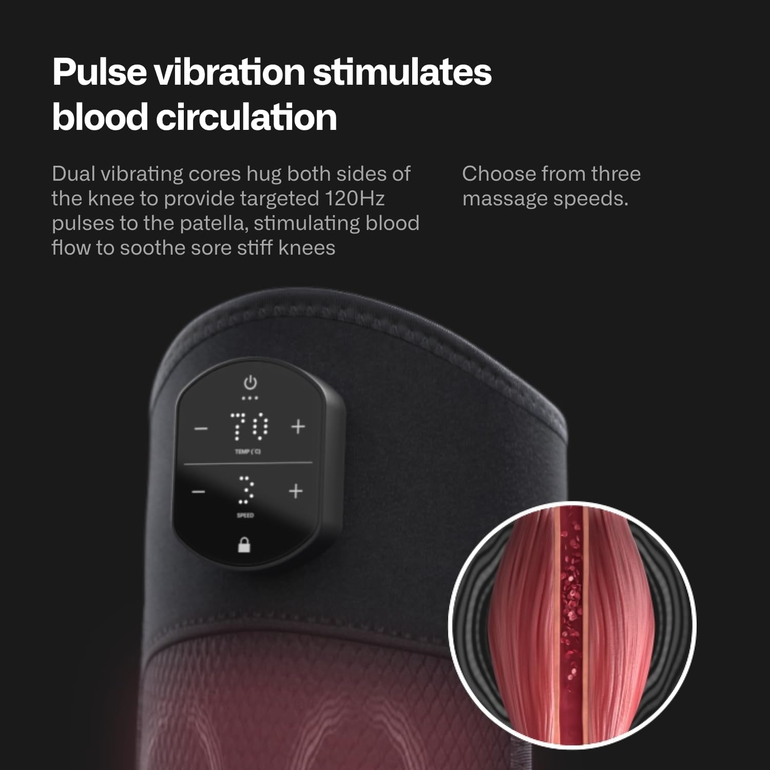 HYDRAGUN HeatPulse Knee Massager with Heat and Compression - Knee Pain Relief Products for Arthritis - Heated Knee Massager for Pain Relief Deep Tissue - Versatile Leg, Calf, Shoulder, Elbow Massager