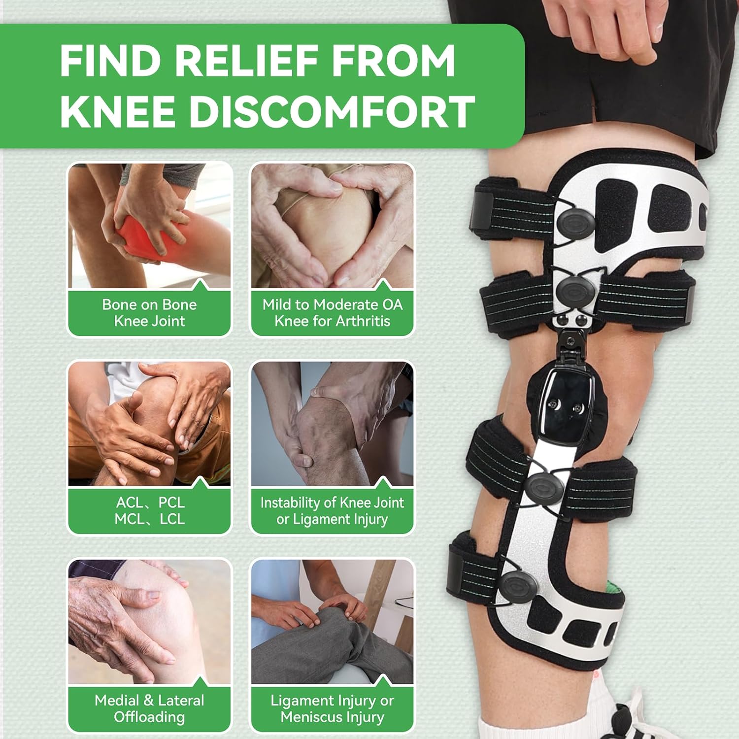 Orthomen Double OA Knee Brace Booster Instability of Ligament Injury & Protect Knee Joint after Knee Surgery Medial & Lateral Support (M/Left)