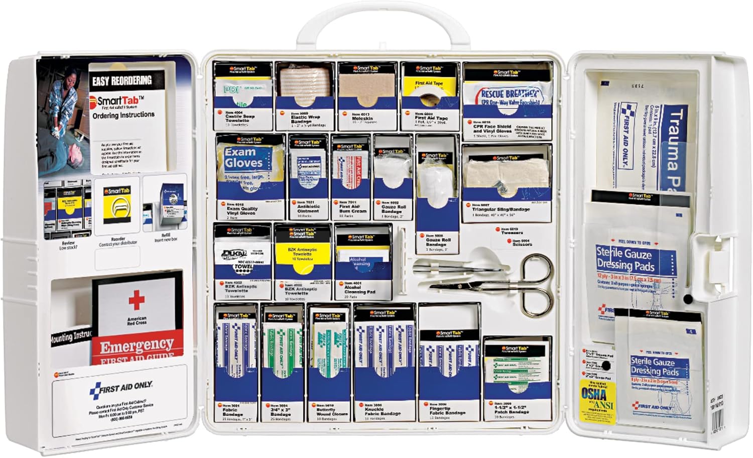 First Aid Only 1001-FAE-0103 Large SmartCompliance First Aid Kit, 209 Pieces, OSHA Compliant, Plastic Case