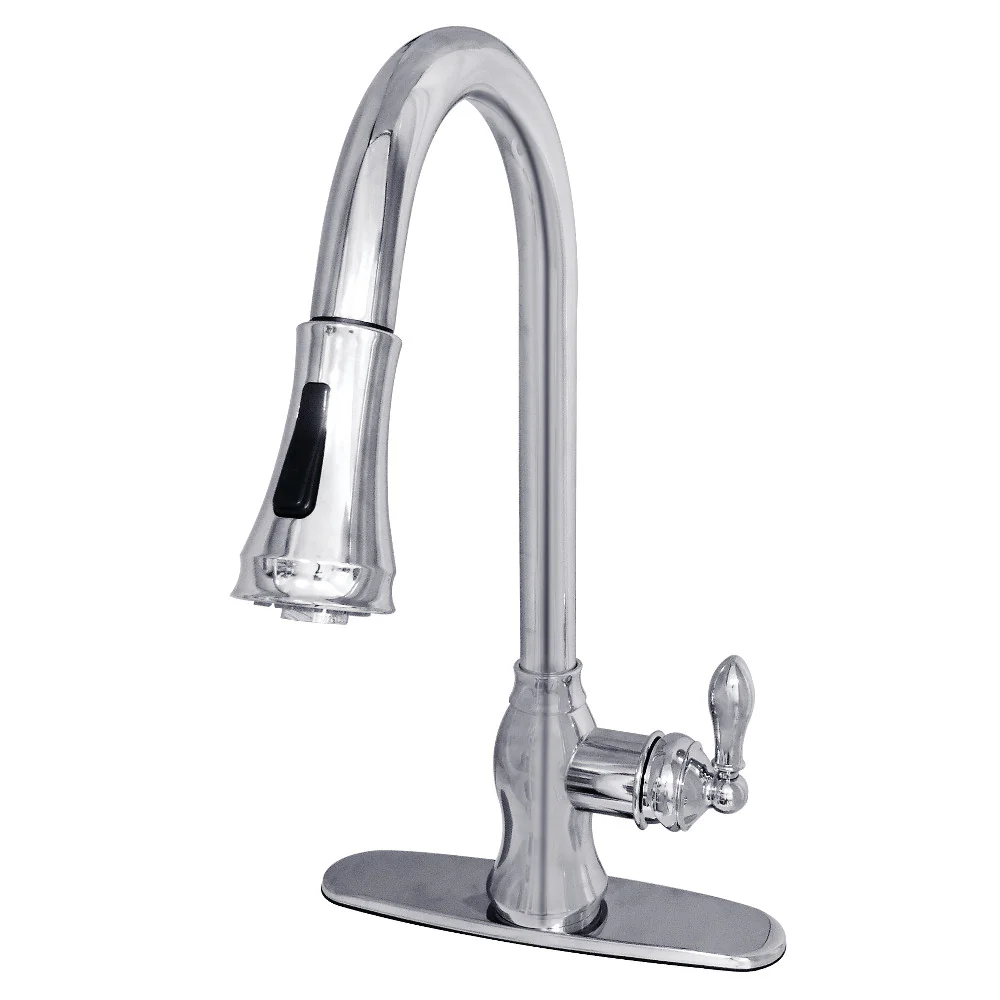 Kingston Brass Gourmetier American Classic Single-Handle Pull-Down Kitchen Faucet, Polished Chrome (GSY7771ACL)