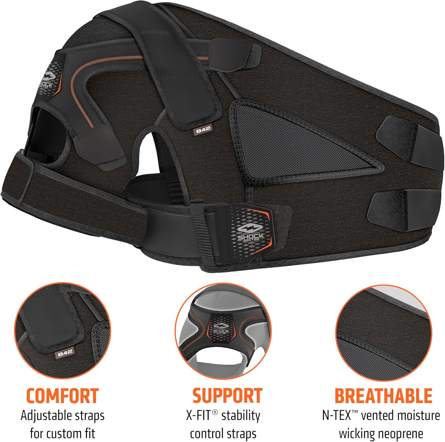 Shock Doctor Shoulder Brace for Men, Shoulder Support Brace, Prevents & Promotes Healing from AC Sprains, Rotator Cuff Shoulder Brace & Moderate Separations, Rotator Cuff Support Brace