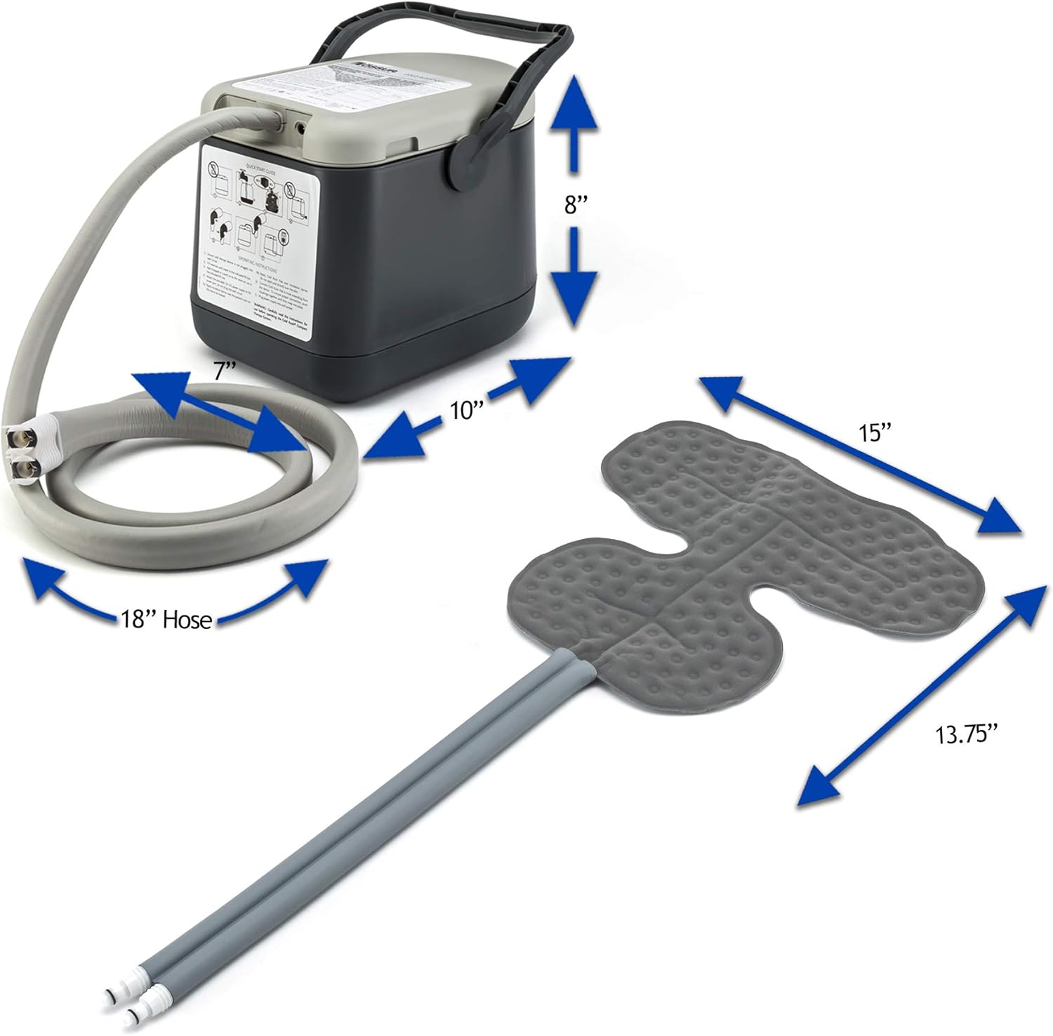 Ossur Cold Rush Compact Therapy Machine System with Small Shoulder Pad - Ergonomic Adjustable Wrap Ice Machine for Shoulder Ice Pack - Quiet, Lightweight Cryotherapy Freeze Kit Pump with Shoulder Pads