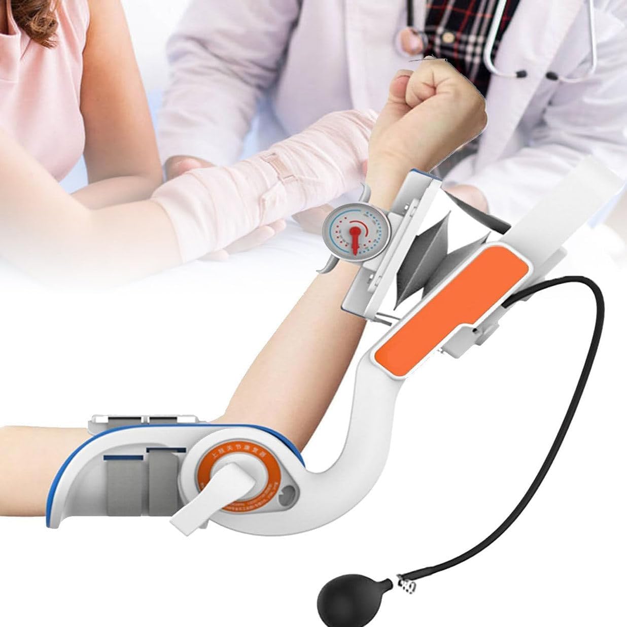 Brace Elbow Joint Rehabilitation Device, Arm Flexion and Extension Trainer Elbow Guard, Adjustable -15° to 150° Angle, Flexible Support Frame for Wrist Elbow Joint Injuries Recovery