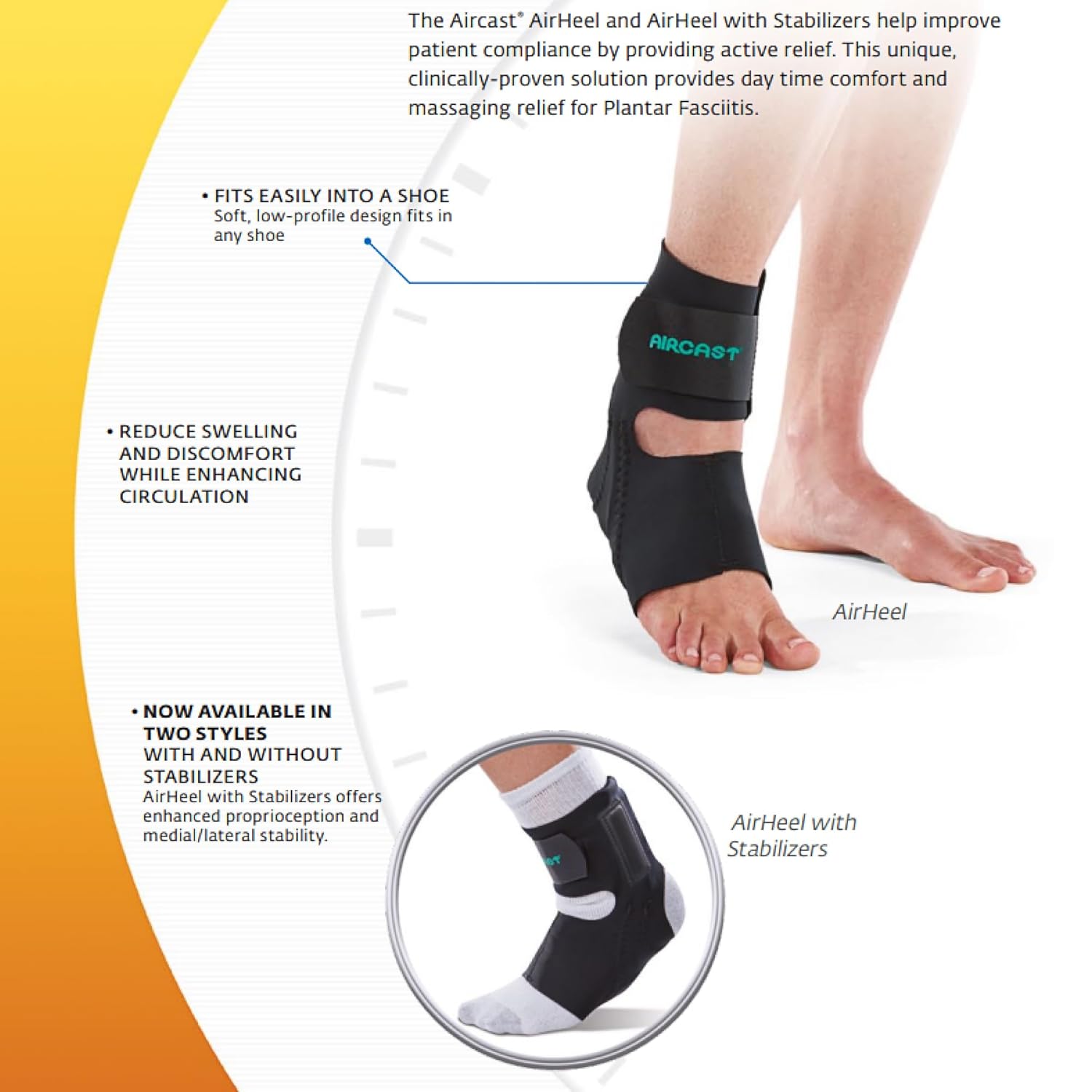 Air Cast Airheel Ankle Brace for Ankle Support, Fits Left & Right Foot, Support Brace for Achilles Tendonitis and Plantar Fasciitis, with 2 Removable Stabilizer, Medium, with a Lumintrail Drawstring Bag