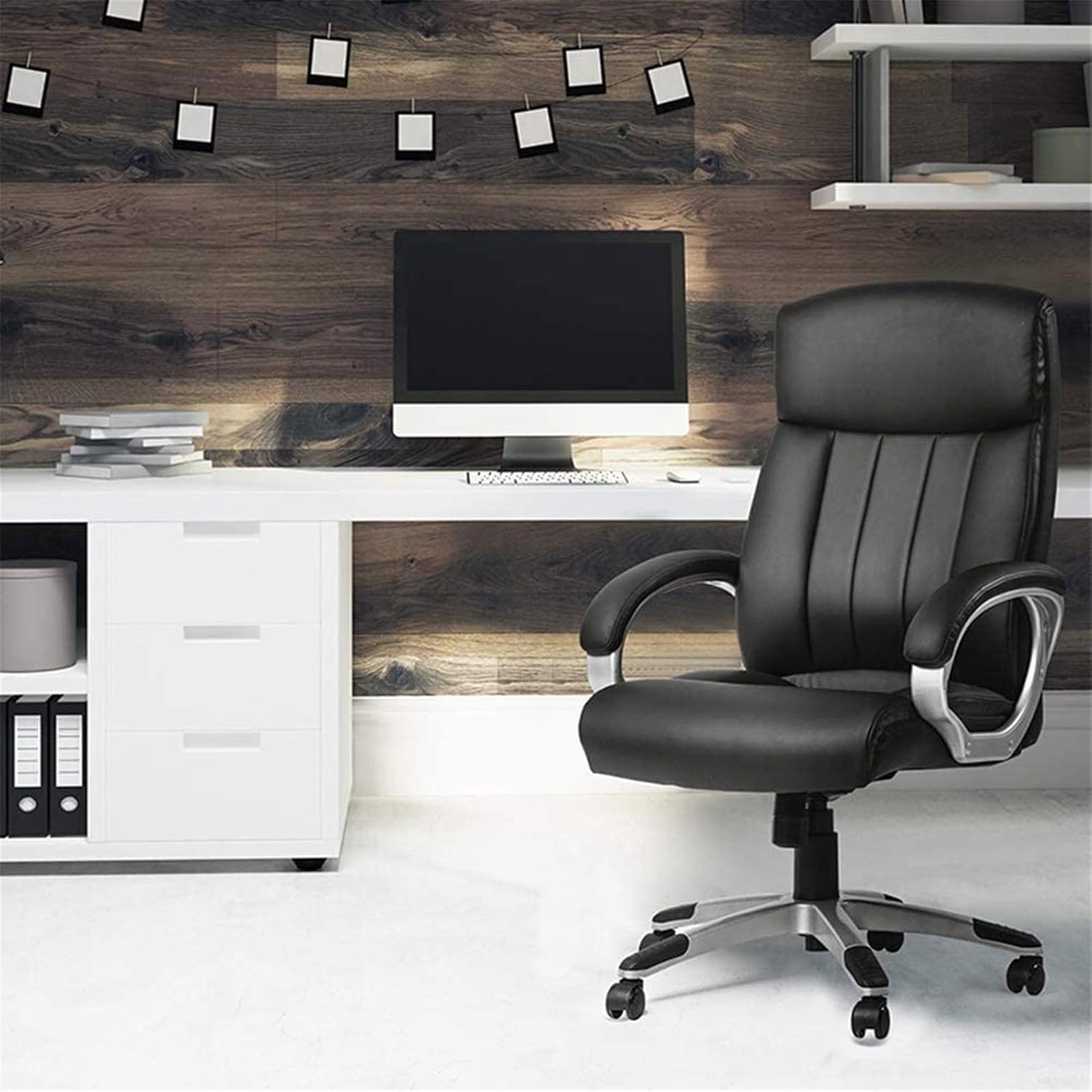 Office Chair Computer Gaming Chairs High Back Adjustable Ergonomic Desk Chair Executive Pu Leather Swivel Task Chair with Armrests Lumbar Support