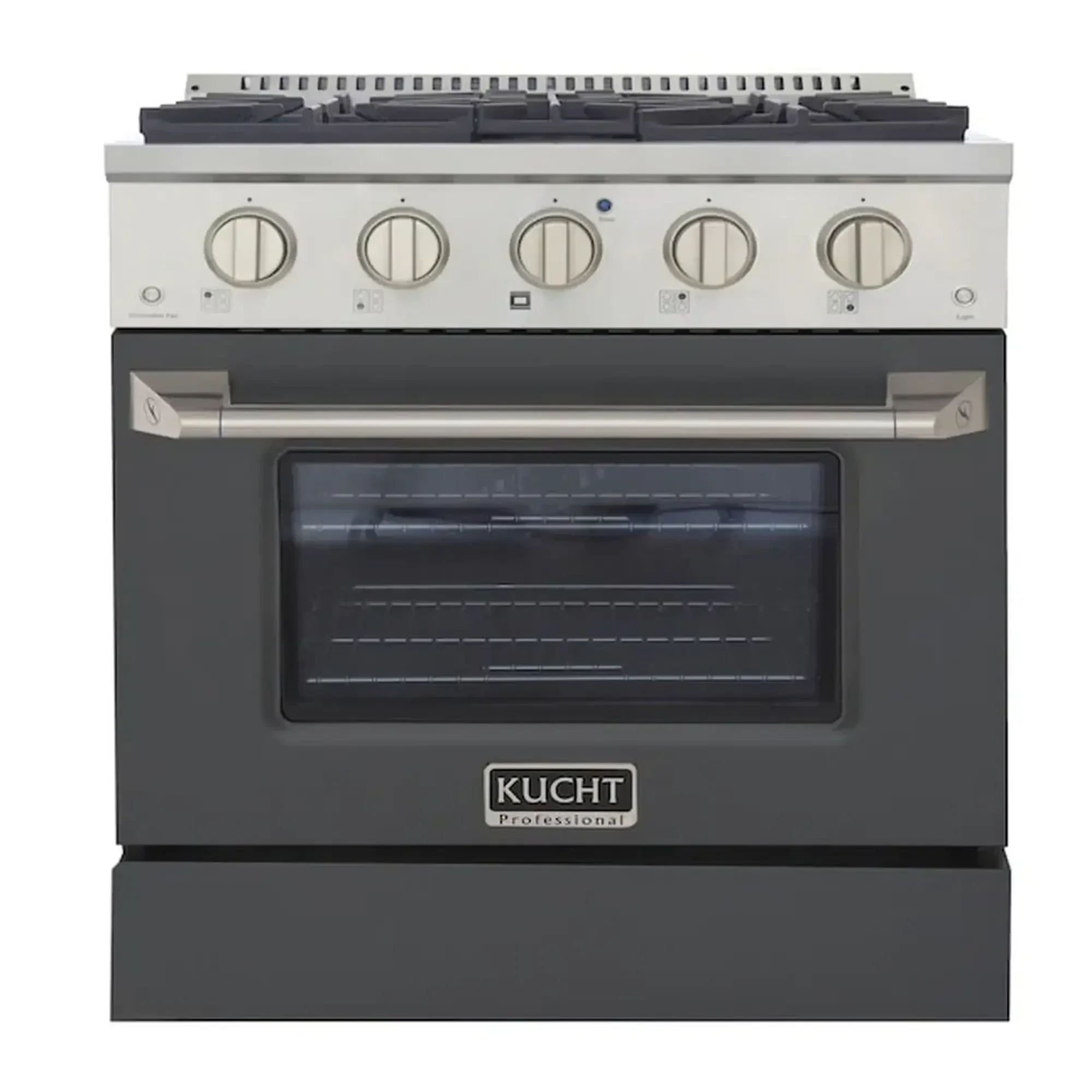 Kucht Professional 30-Inch 4.2 cu ft. Propane Gas Range in Cement Gray with Silver Accents (KNG301/LP-GR)