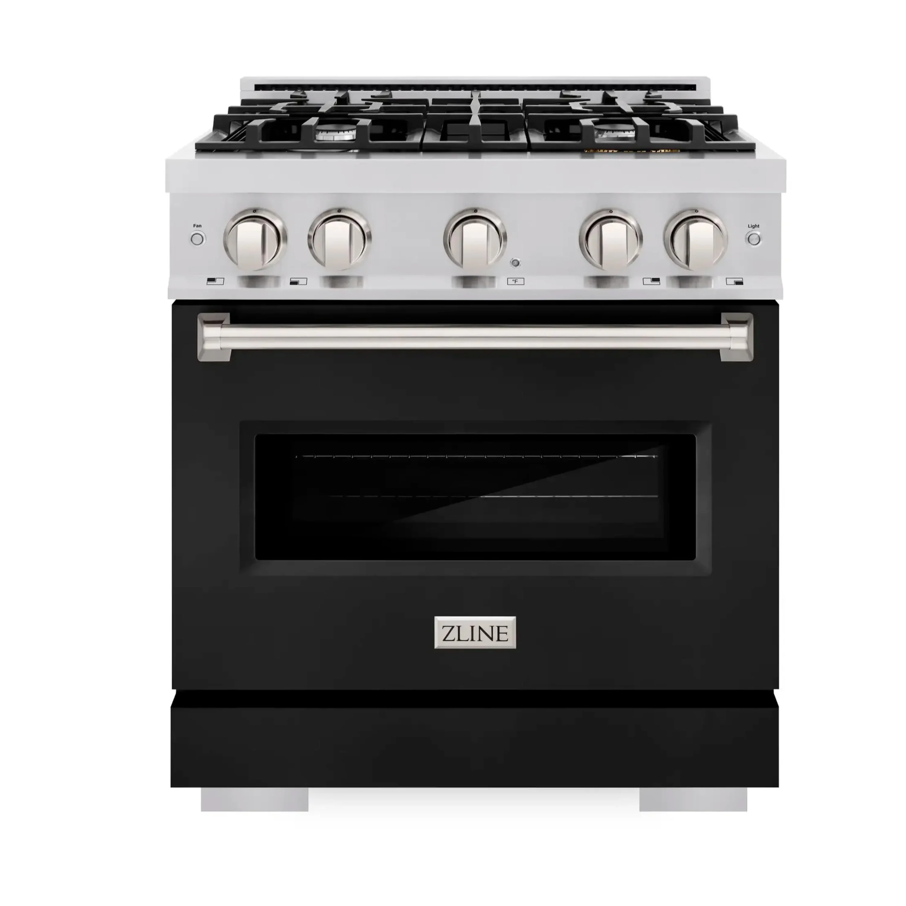 ZLINE 30-Inch Classic Series Gas Range with 4 Gas Burner Cooktop and 4.2 Cu. Ft. Gas Convection Oven  in Stainless Steel with Black Matte Door (CGR-BLM-30)