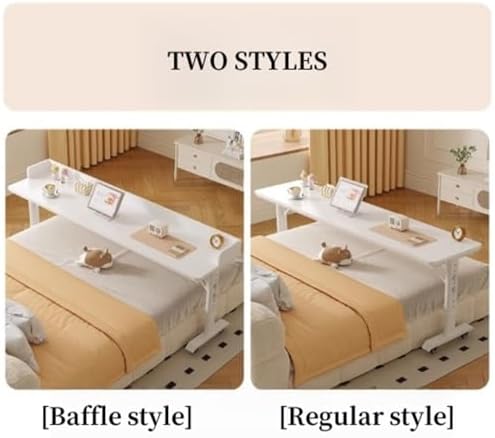 Adjustable Overbed Rolling Table, Mobile Laptop Desk with Extended Wood Top & Metal Frame for Bedroom, Home Office, Hospital Use - Versatile & Space-Saving Solution