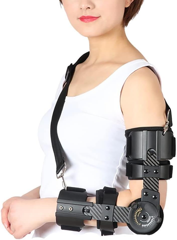 KEULEN Hinged Elbow Brace, Elbow Immobilizer, 0-120°Ajustable Angle, 35.5-43.5 Cm Length, Comfortable Breathable, for Arthritis Pain Relief, Arm Injury Recovery Support Elbow Sprain Dislocation