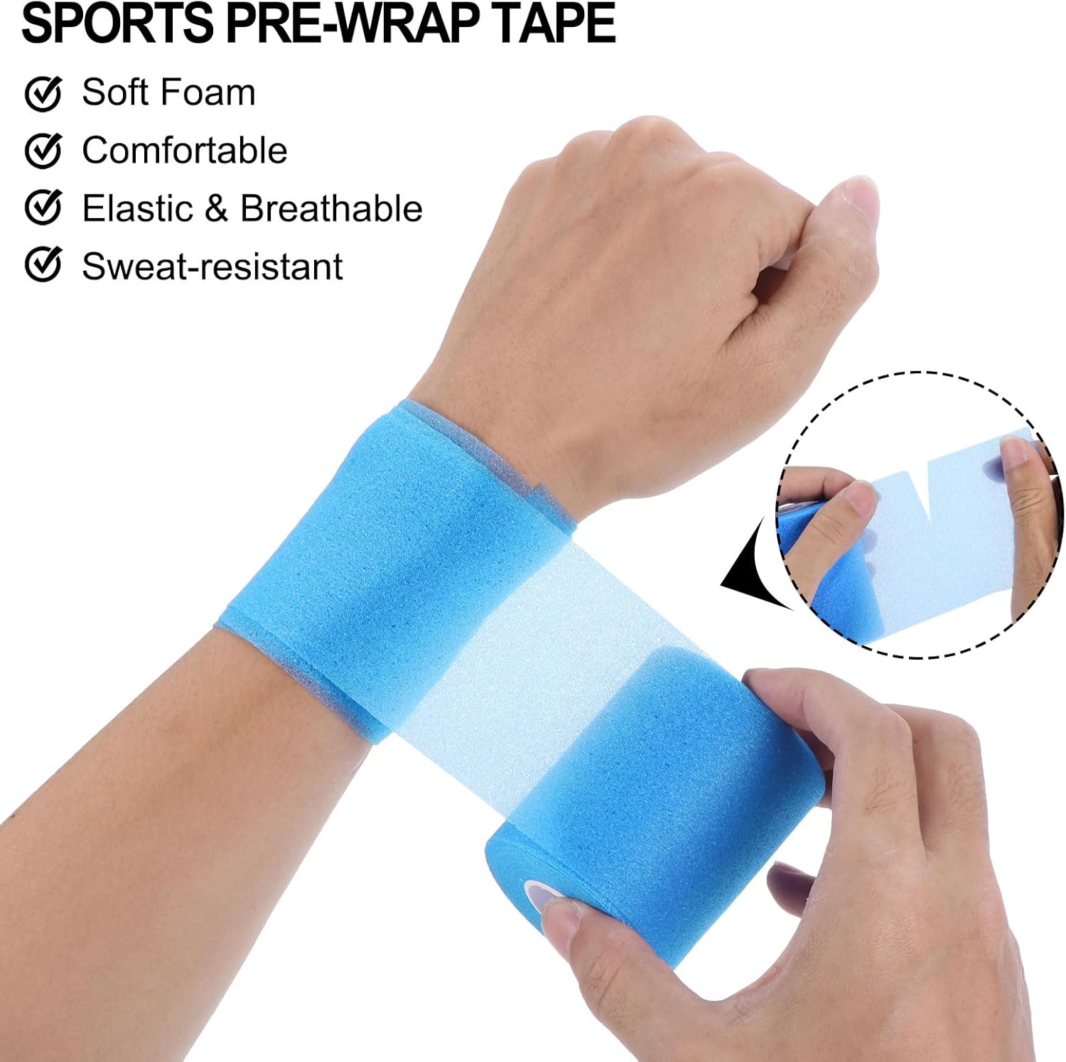 MECCANIXITY 24 Rolls Pre Wrap Athletic Tape 30 Yard x 2.8