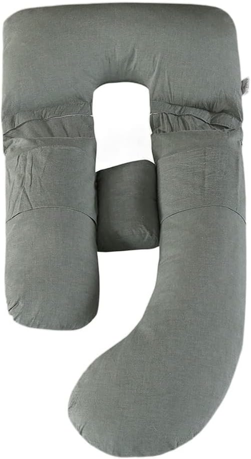 U Shaped Pregnancy Pillow, Full Body Pillow with Washed Cotton Removable Cover, Multiple Bed Maternity Pillow for Women & Adults Sleeping Help Support Head Back Belly, Red (Color : Green)