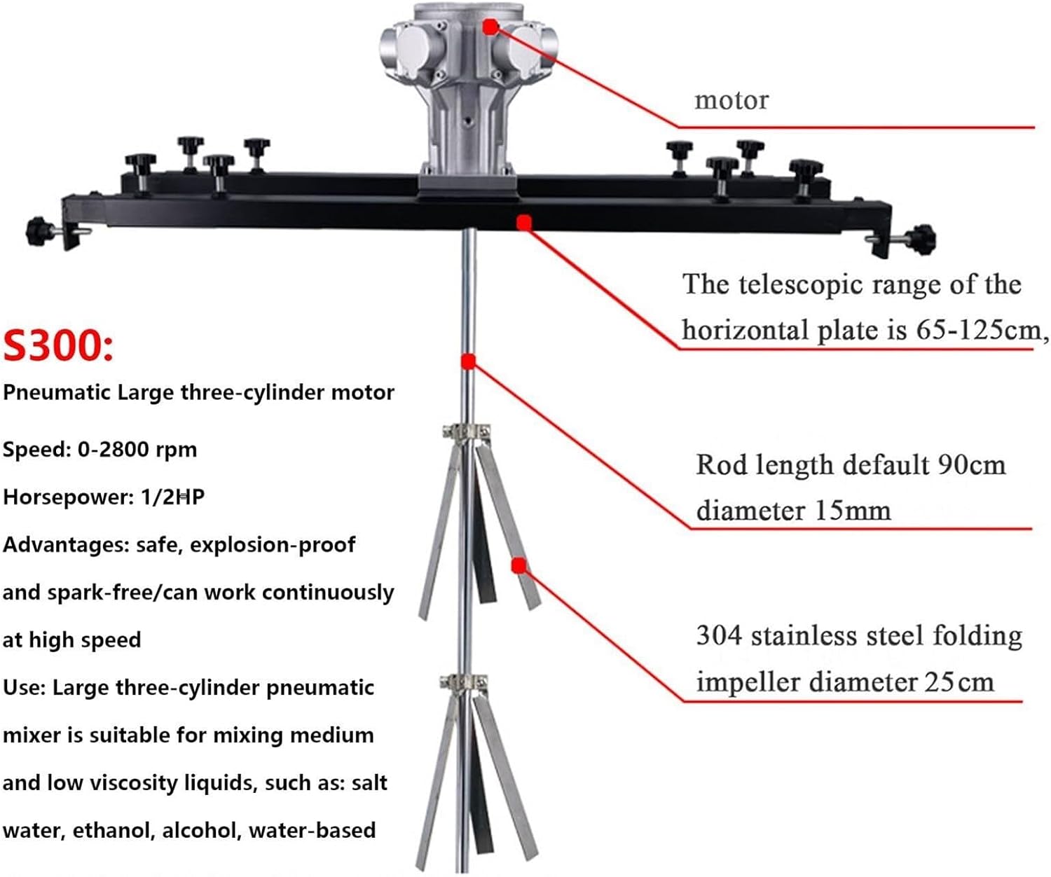 Pneumatic Air Agitator Tank Mixer, Folding Propeller Paint Stirring Machine with Support Hanger, Efficient Paint Mixing Equipment for Industrial Use