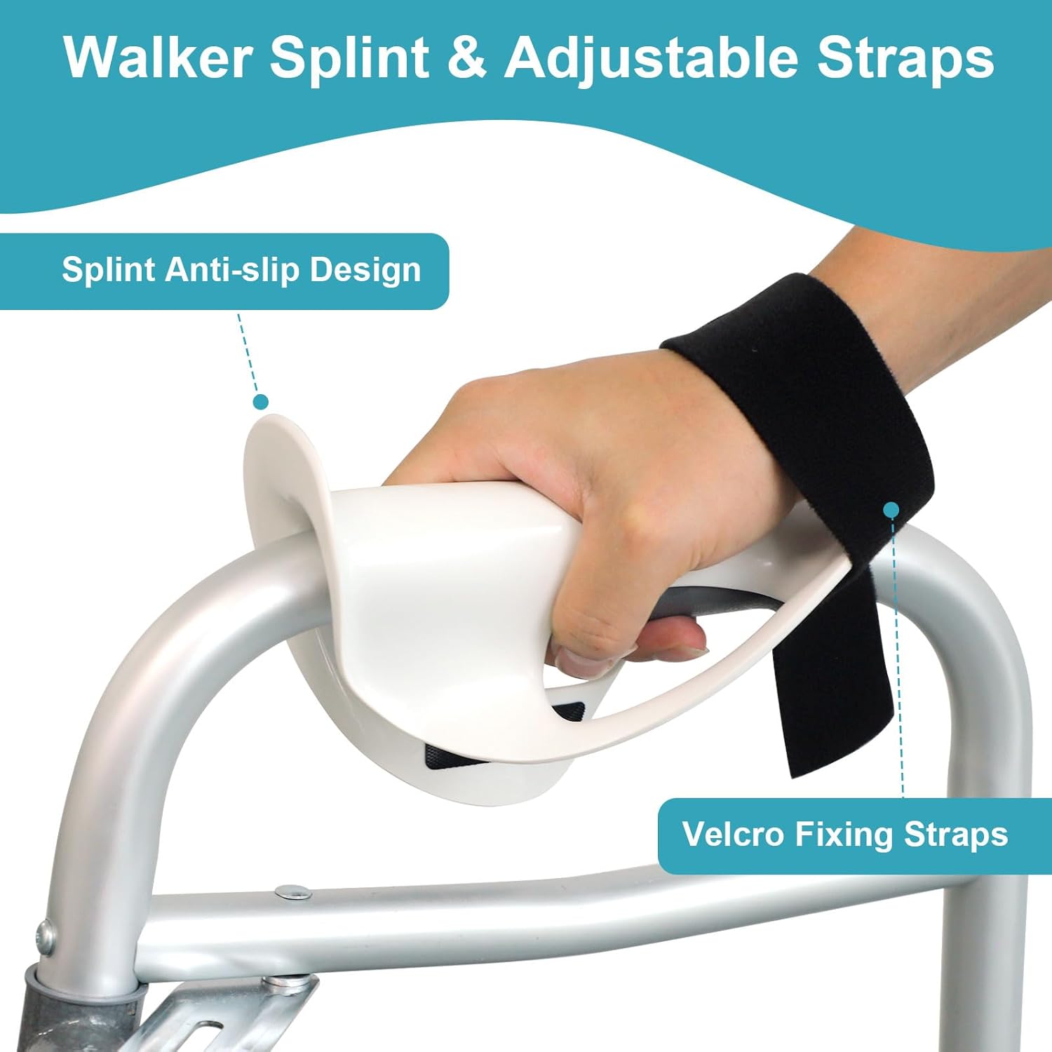 Left Walker Hand Support with Dual Anti-Slip Straps – Comfortable Splint for Elderly & Limited Hand Mobility Users, Easy to Use at Home/Outdoor