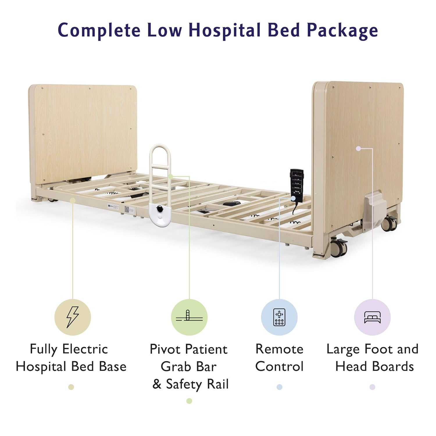 Super Low Full Electric Hospital Bed - Lowest Bed, Goes Down to Floor - 3.9
