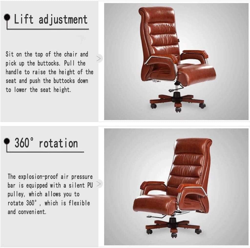 Computer Chair Home Reclining Lift Boss Swivel Chair Office Chair Leisure Back Seat Executive Swivel Adjustable Swivel Office Desk Chair with Armrests Lumbar Support Desk (Brown)