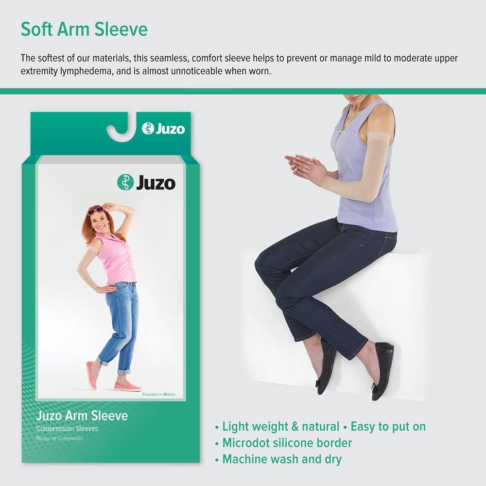 Juzo Soft 2000 15-20mmhg Standard Armsleeve with Silicone Top Band for Women, Chocolate, 3 (III) Regular