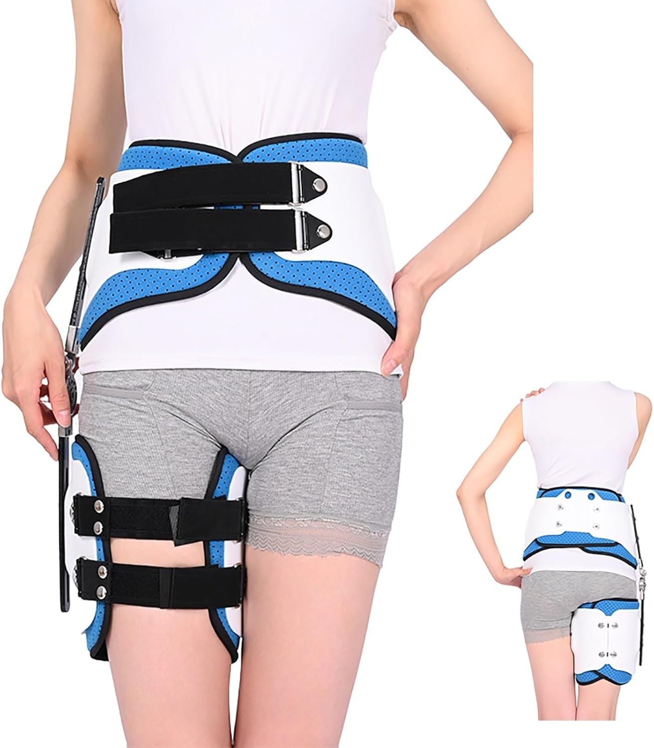 Corrector Sciatic Nerve Brace Leg Brace Articulated Fixation Bracket Hinged Adjustable Hip Joint Abduction Orthosis Thigh Fracture Protector Stabiliser Sacroiliac Belt,Compression For Thigh(Left)