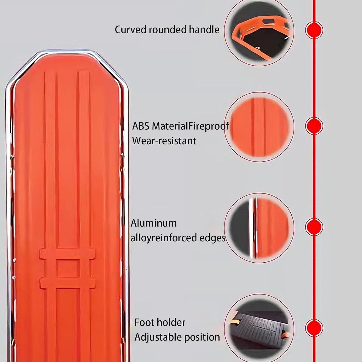 Medical Stretcher, Detachable and Foldable Medical, Medical Transport Equipment, Wear Material Equipped with Adjustable Foot Anchors for Patient Transfers