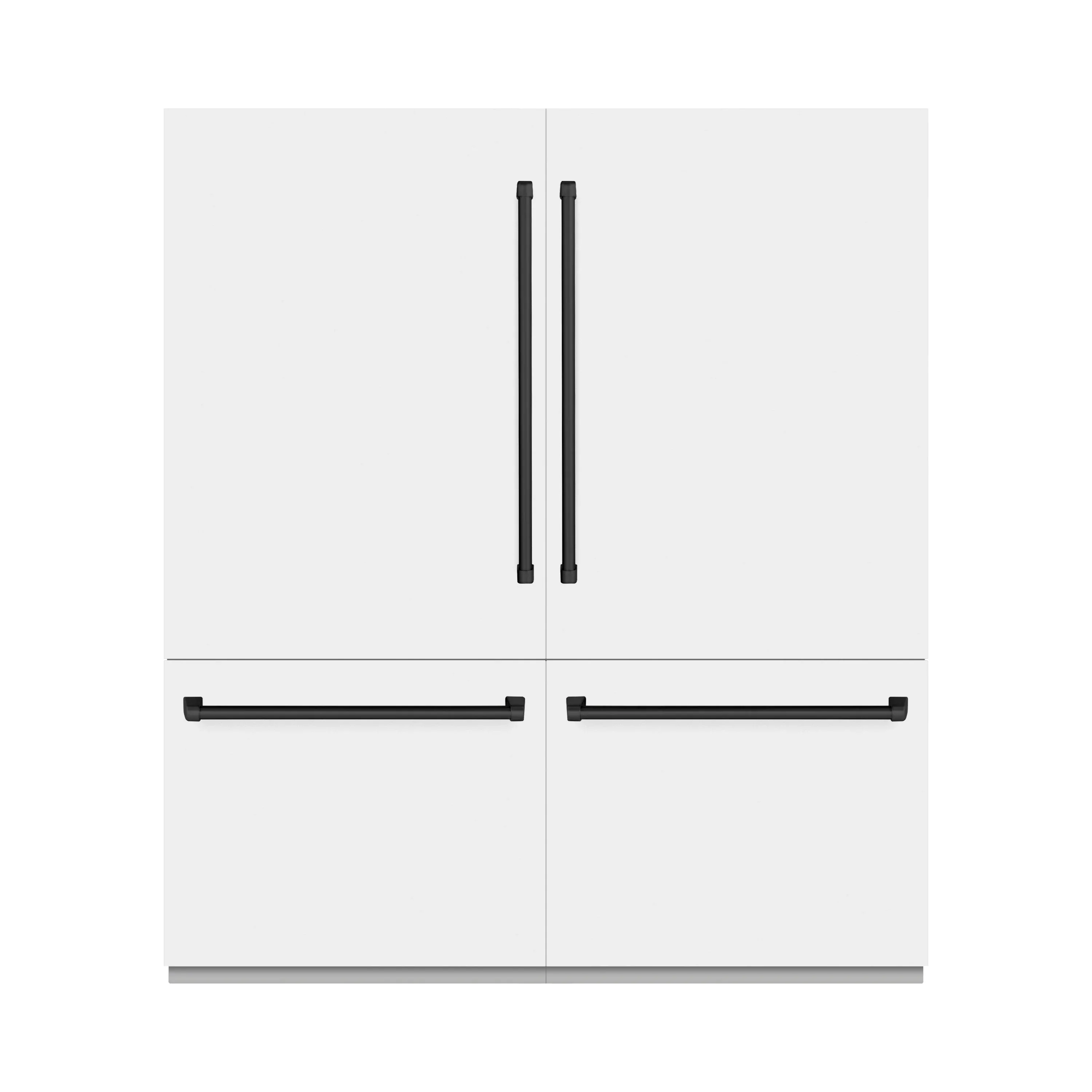 ZLINE Autograph Edition 72-Inch 39.6 Cu. Ft. French Door Built-In Bottom Freezer Refrigerator with Water Dispensers and Ice Makers in White Matte and Matte Black Accents (RBITZ-WM-72-MB)