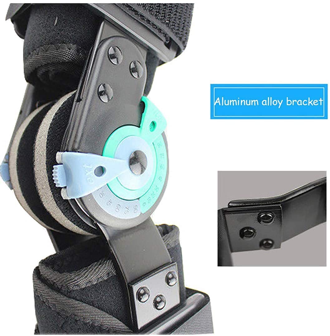 Hinged Knee Brace Adjustable Post Op Knee Support Orthosis Immobilizer Protector for Left Leg and Right Leg, Both Men and Women/Black (Black-Large