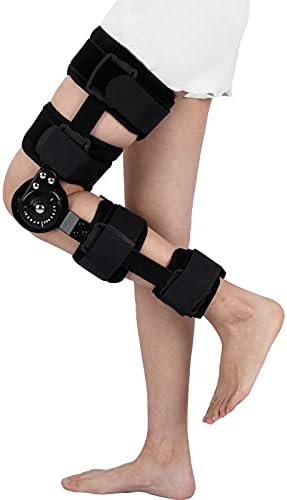 Hinged Knee Brace, Adjustable Post Op Patella Brace Support Stabilizer Pad Orthosis Splint Wrap Orthopedic Guard Protector (Left S)