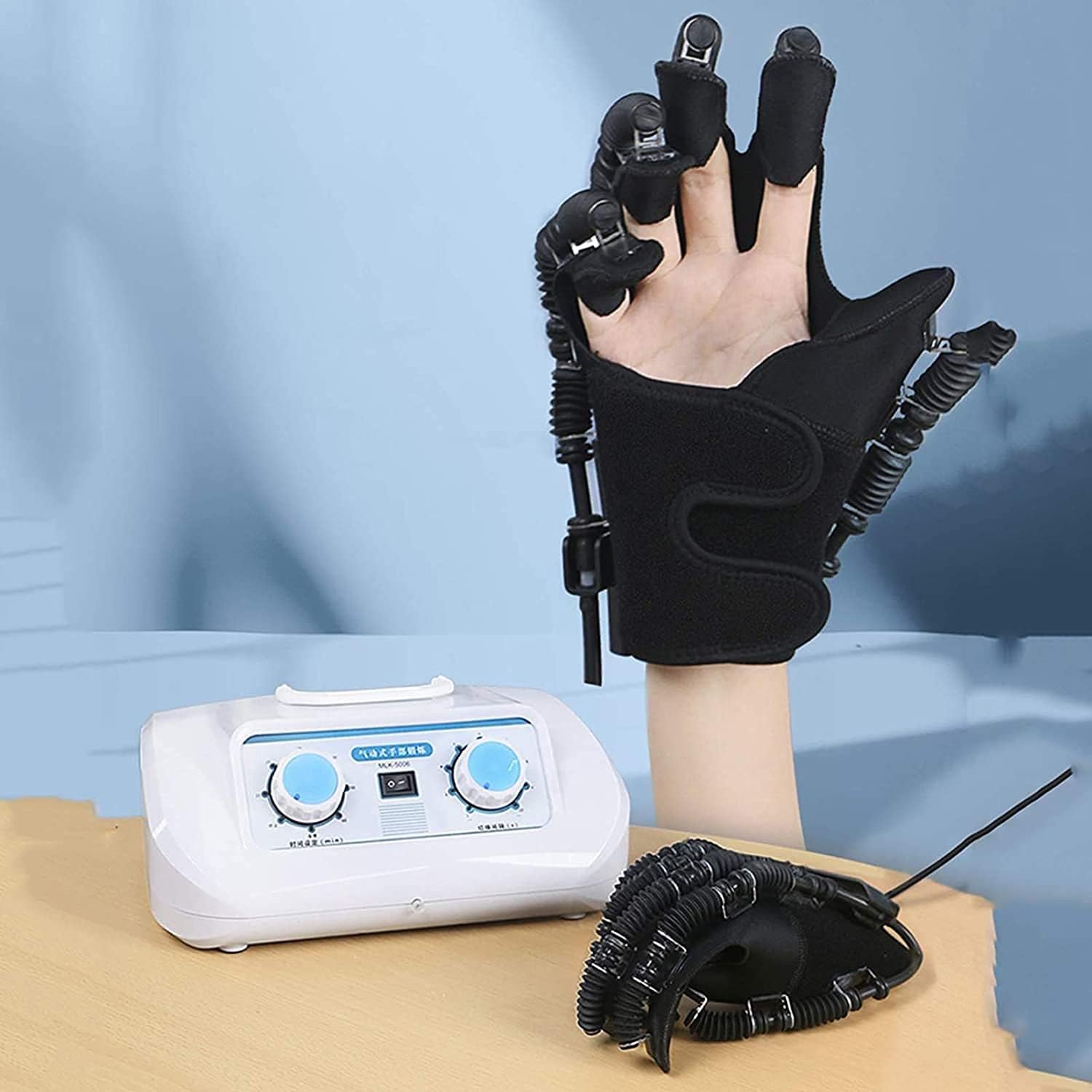 Rehabilitation Robot Gloves Finger Hand Training Device Recovery Equipment, Minimize Spasticity, Stroke Hemiplegia Patients Tendons ExerciseM,Left Hand
