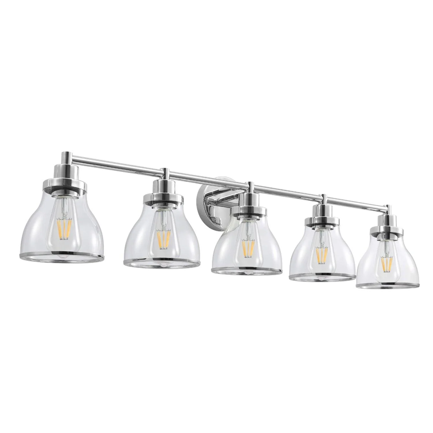 Parrot Uncle Hermosa Modern Polished Nickel & Black 5-Light Bathroom Vanity Light