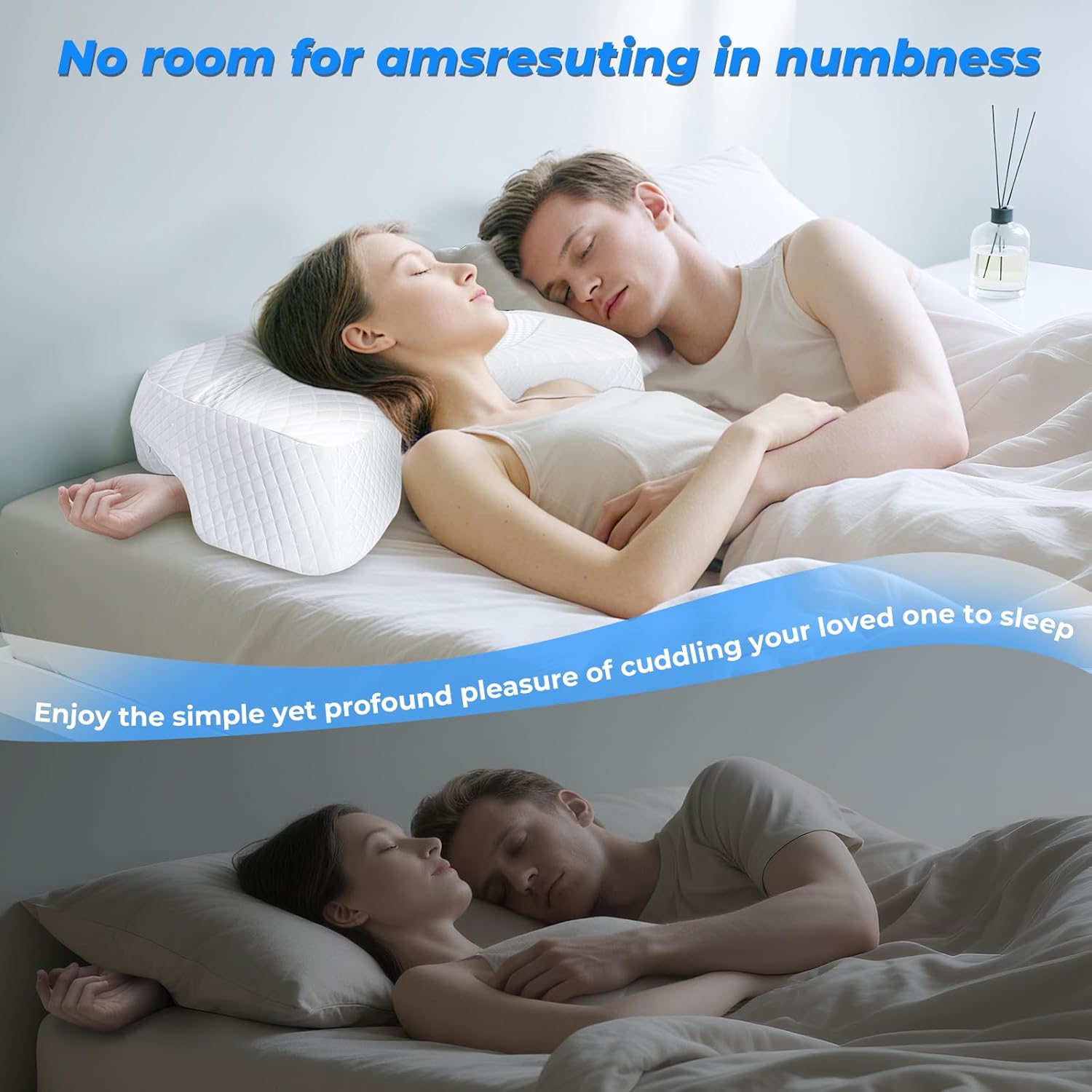 SAHEYER Side Sleeper Pillow with Arm Hole, Upgraded Shoulder Relief System for Neck Pain, Multi-Angle Memory Foam Pillow for Adults Side, Back and Stomach Sleeper Pressure-Free Sleep(White)