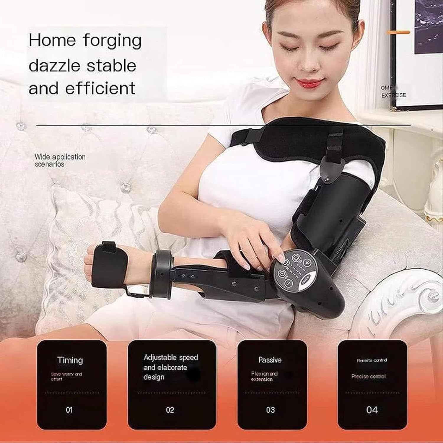 Device Elbow Joint Recovery Device Stroke Rehabilitation Arm Elbow Protector Hemiplegic Robot Training,Hinged Elbow Brace Arm Exerciser(Right)