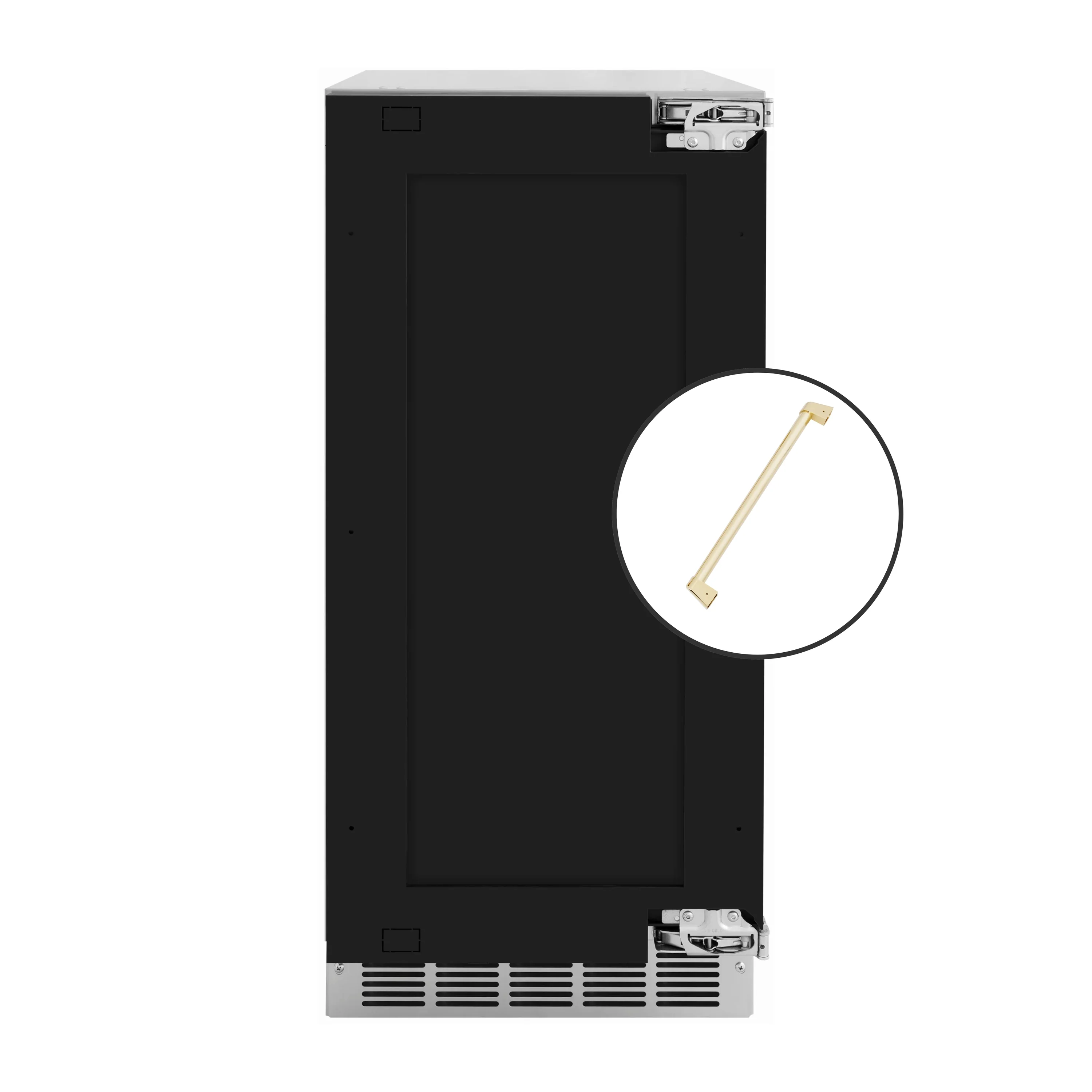 ZLINE Autograph Edition 15-Inch Touchstone Clear Cube Ice Maker with Drain Pump and Panel Ready Door with Gold Handle (ICCDPZ-15-G)