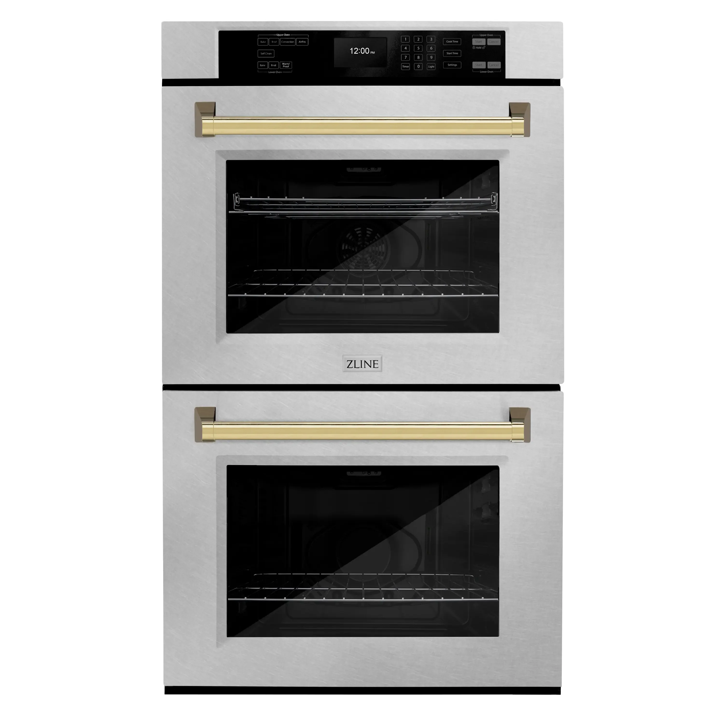 ZLINE 30-Inch Autograph Edition Professional True Convection Double Wall Oven with Air Fry and Self Clean in Satin Stainless Steel with Polished Gold Handles (WADSZ-30-G)